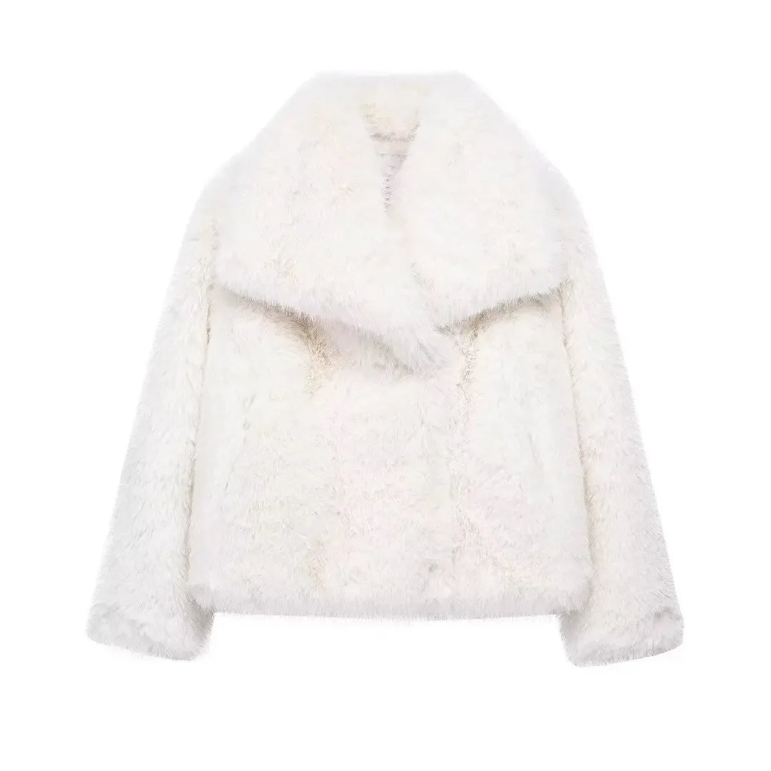 TRAF Women’s Faux Fur Plush Winter Coat